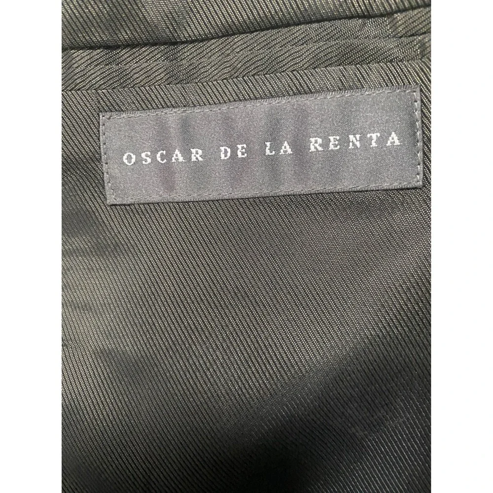 Oscar de la renta  Olive Green Micro Check Windowpane Two‎ Button Blazer.